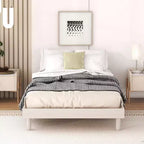Lit plateforme Bellemave avec lattes épaissies connectées, cadre de lit plateforme flottant en bois massif sans tête de lit pour chambre à coucher