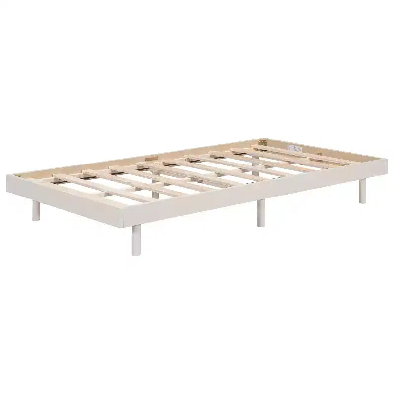 Lit plateforme Bellemave avec lattes épaissies connectées, cadre de lit plateforme flottant en bois massif sans tête de lit pour chambre à coucher