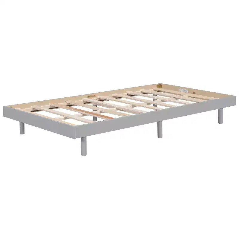 Lit plateforme Bellemave avec lattes épaissies connectées, cadre de lit plateforme flottant en bois massif sans tête de lit pour chambre à coucher