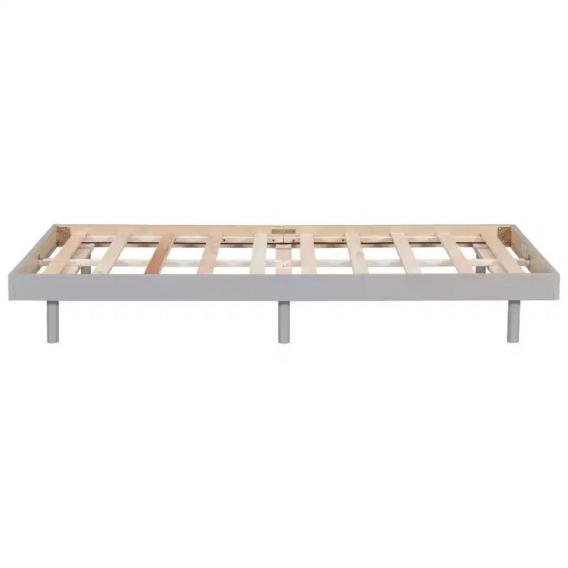 Lit plateforme Bellemave avec lattes épaissies connectées, cadre de lit plateforme flottant en bois massif sans tête de lit pour chambre à coucher