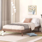 Lit plateforme Bellemave avec lattes épaissies connectées, cadre de lit plateforme flottant en bois massif sans tête de lit pour chambre à coucher