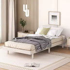Lit plateforme Bellemave avec lattes épaissies connectées, cadre de lit plateforme flottant en bois massif sans tête de lit pour chambre à coucher