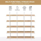 Bibliothèque à 5 niveaux, étagère ouverte pour bureau à domicile, étagère de style industriel vintage, panneau MDF, cadre en métal blanc