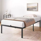 14 Inch Twin Bed Frame No Box Spring Needed, Heavy Duty Twin Platform Metal Bed Frame with Metal Slats, Easy Assembly, Noise Free, Black