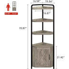 Étagère d'angle, Bibliothèque, Étagère sur pied, Étagère à dossiers, Étagère murale, 3 Étagères et meuble de rangement, MDF + Métal, Sonoma Gris, 60 x 42 x 180 cm