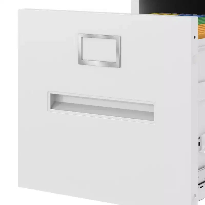 VIYET 28H Classeur vertical étroit en métal blanc à 2 tiroirs avec serrure, classeur en acier pour bureau à domicile (assemblage requis)