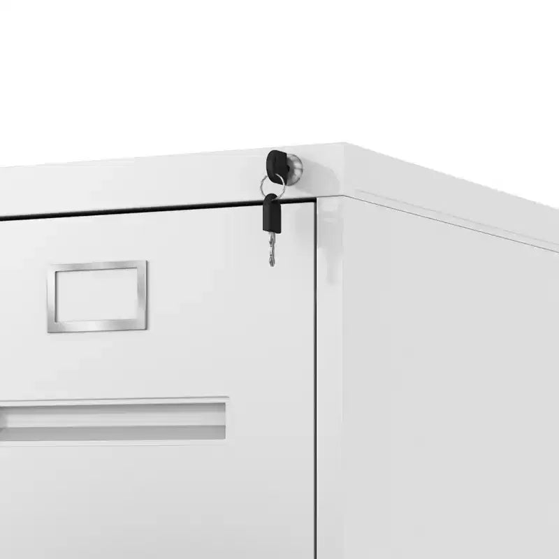 VIYET 28H Classeur vertical étroit en métal blanc à 2 tiroirs avec serrure, classeur en acier pour bureau à domicile (assemblage requis)