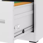 VIYET 28H Classeur vertical étroit en métal blanc à 2 tiroirs avec serrure, classeur en acier pour bureau à domicile (assemblage requis)