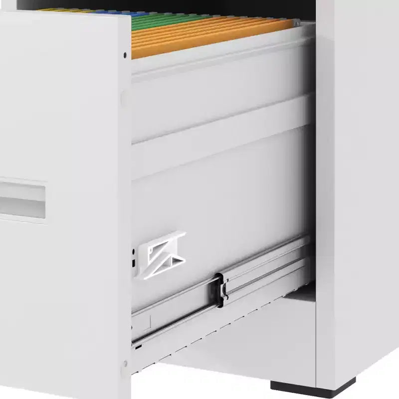 VIYET 28H Classeur vertical étroit en métal blanc à 2 tiroirs avec serrure, classeur en acier pour bureau à domicile (assemblage requis)