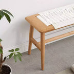 Banc MAYEERTY en chêne massif avec assise en cannage tissé main - pour salle à manger, chambre et entrée