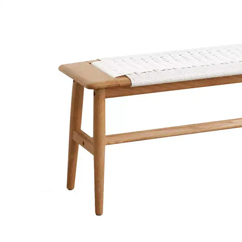 Banc MAYEERTY en chêne massif avec assise en cannage tissé main - pour salle à manger, chambre et entrée