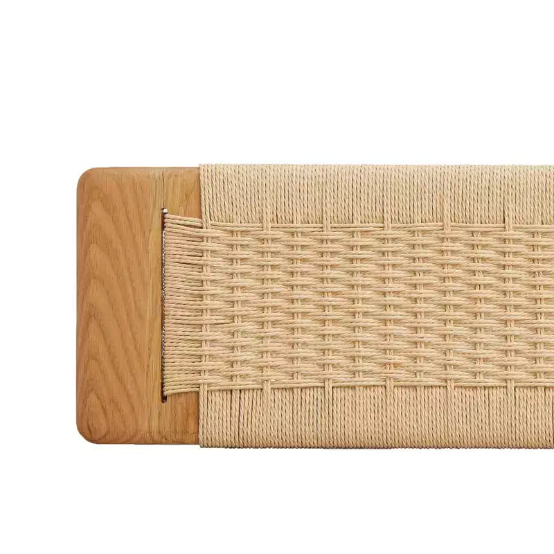 Banc MAYEERTY en chêne massif avec assise en cannage tissé main - pour salle à manger, chambre et entrée