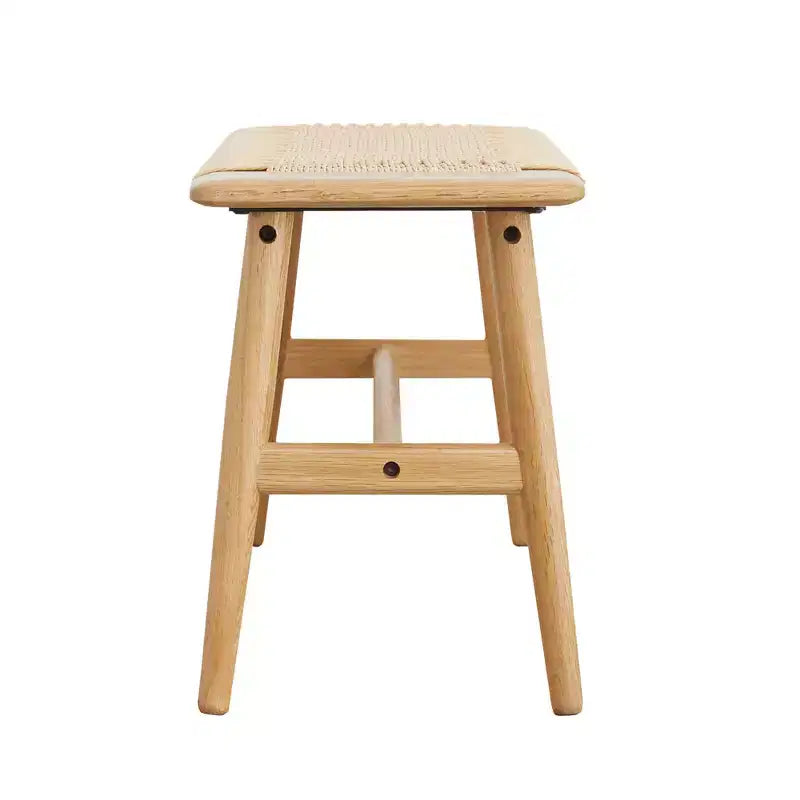 Banc MAYEERTY en chêne massif avec assise en cannage tissé main - pour salle à manger, chambre et entrée