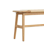 Banc MAYEERTY en chêne massif avec assise en cannage tissé main - pour salle à manger, chambre et entrée