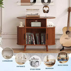 Meuble de lecture de disques avec rangement et station de charge, grand meuble pour disques vinyles rond, meuble de platine moderne pour salon, chambre à coucher
