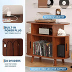 Meuble de lecture de disques avec rangement et station de charge, grand meuble pour disques vinyles rond, meuble de platine moderne pour salon, chambre à coucher