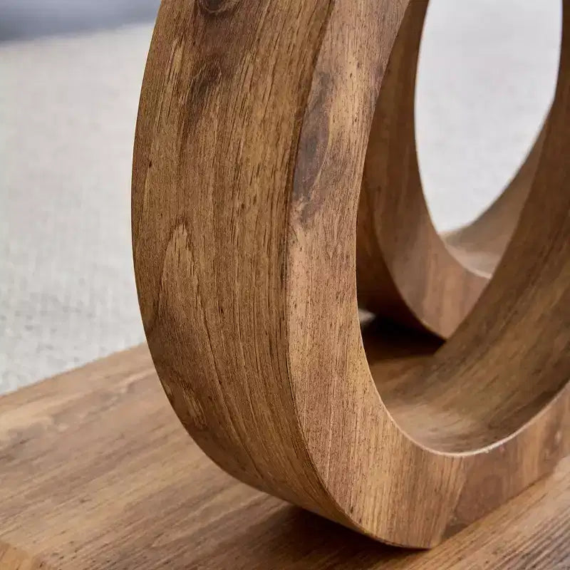 MAYEERTY Table Basse Ronde en Verre, Table Basse de Salon, Bois Naturel