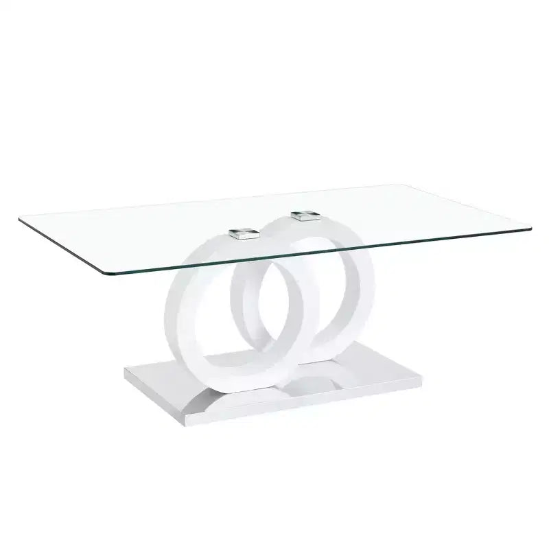MAYEERTY Table Basse Ronde en Verre, Table Basse de Salon, Bois Naturel