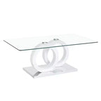 MAYEERTY Table Basse Ronde en Verre, Table Basse de Salon, Bois Naturel