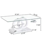MAYEERTY Table Basse Ronde en Verre, Table Basse de Salon, Bois Naturel