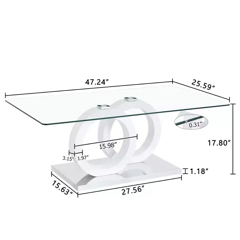 MAYEERTY Table Basse Ronde en Verre, Table Basse de Salon, Bois Naturel