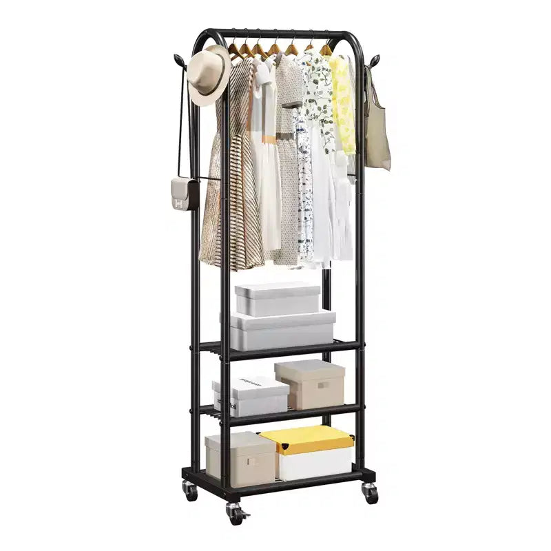 Rolling Clothes Rack with Shelves Heavy Duty Garment Rack on Wheels 71 Tall for Bedroom