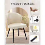 Lot de 6 chaises de salle à manger, chaises de cuisine ergonomiques rembourrées en cuir avec pieds en acier, chaises modernes à dossier haut pour salle à manger cuisine, beige