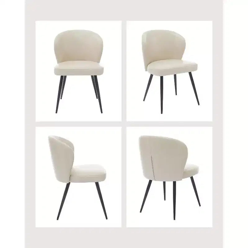 Lot de 6 chaises de salle à manger, chaises de cuisine ergonomiques rembourrées en cuir avec pieds en acier, chaises modernes à dossier haut pour salle à manger cuisine, beige