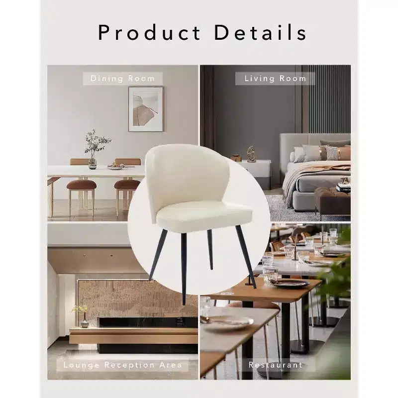 Lot de 6 chaises de salle à manger, chaises de cuisine ergonomiques rembourrées en cuir avec pieds en acier, chaises modernes à dossier haut pour salle à manger cuisine, beige