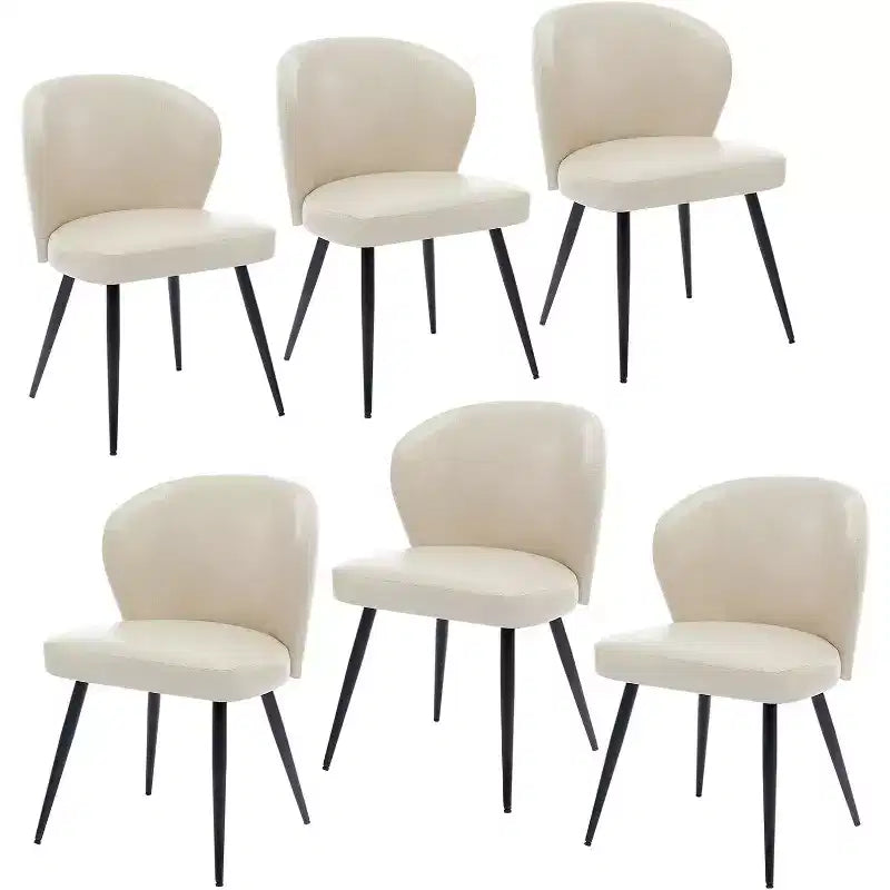 Lot de 6 chaises de salle à manger, chaises de cuisine ergonomiques rembourrées en cuir avec pieds en acier, chaises modernes à dossier haut pour salle à manger cuisine, beige