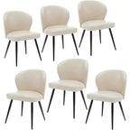 Lot de 6 chaises de salle à manger, chaises de cuisine ergonomiques rembourrées en cuir avec pieds en acier, chaises modernes à dossier haut pour salle à manger cuisine, beige