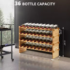 Présentoir à vin modulable et empilable pour 36 bouteilles, casier à vin en bois à 4 niveaux, étagères de présentation de vin en bambou, support à vin autoportant et stable