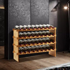 Présentoir à vin modulable et empilable pour 36 bouteilles, casier à vin en bois à 4 niveaux, étagères de présentation de vin en bambou, support à vin autoportant et stable
