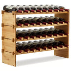 Présentoir à vin modulable et empilable pour 36 bouteilles, casier à vin en bois à 4 niveaux, étagères de présentation de vin en bambou, support à vin autoportant et stable