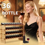 Présentoir à vin modulable et empilable pour 36 bouteilles, casier à vin en bois à 4 niveaux, étagères de présentation de vin en bambou, support à vin autoportant et stable