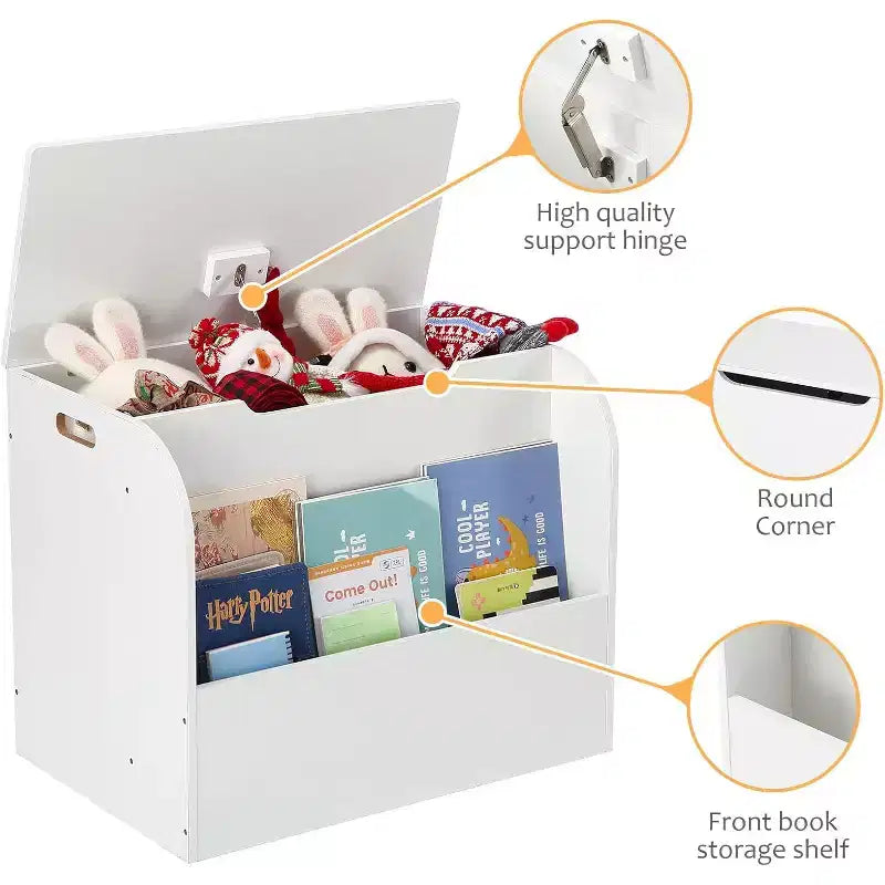Banc de rangement pour enfants, coffre à jouets à 2 bacs et étagère combinés pour salle de jeux, chambre de bébé, chambre à coucher - Surface facile à nettoyer