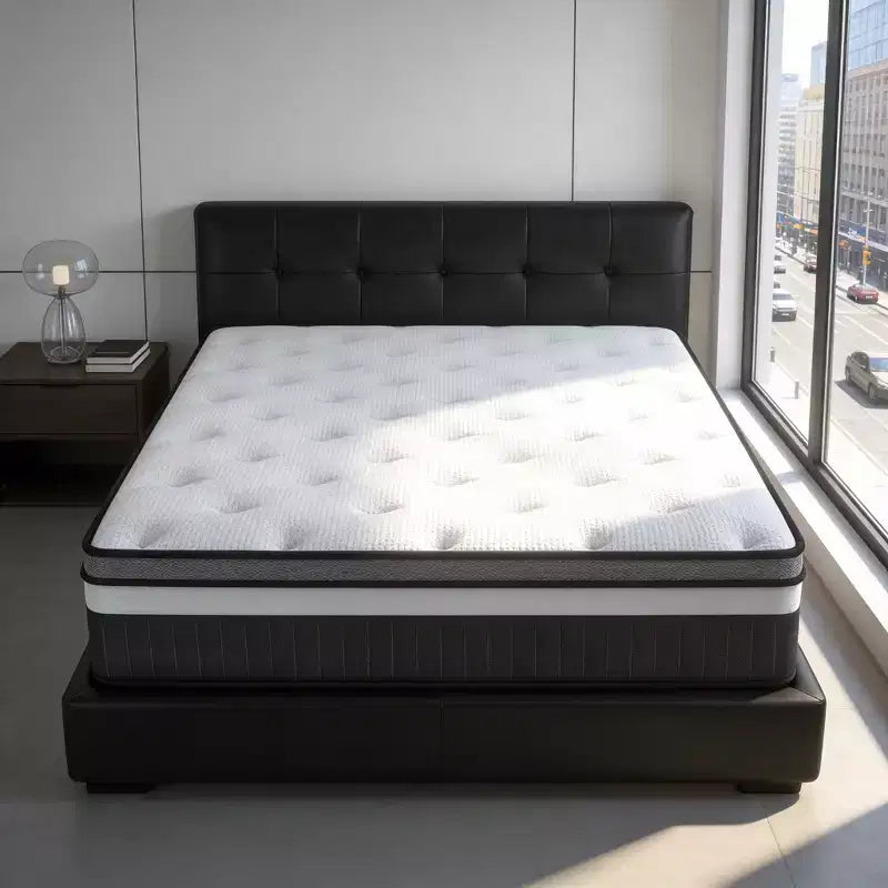 King 14 Mattress in a box Hybrid Spring Memory Foam Medium Firm with CertiPUR-US, Antisensitivity in White