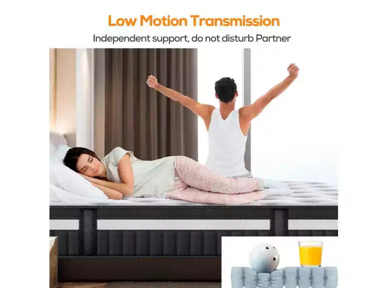 Matelas King 14 dans une boîte, ressorts hybrides, mousse à mémoire de forme, fermeté moyenne avec CertiPUR-US, antisensibilité, blanc