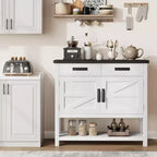 Table Console en Bois Minimaliste avec Armoire à Double Porte et Deux Tiroirs, Bar à Café, Table d'Appoint de Canapé, Adaptée aux Salons et Couloirs