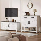 Table Console en Bois Minimaliste avec Armoire à Double Porte et Deux Tiroirs, Bar à Café, Table d'Appoint de Canapé, Adaptée aux Salons et Couloirs