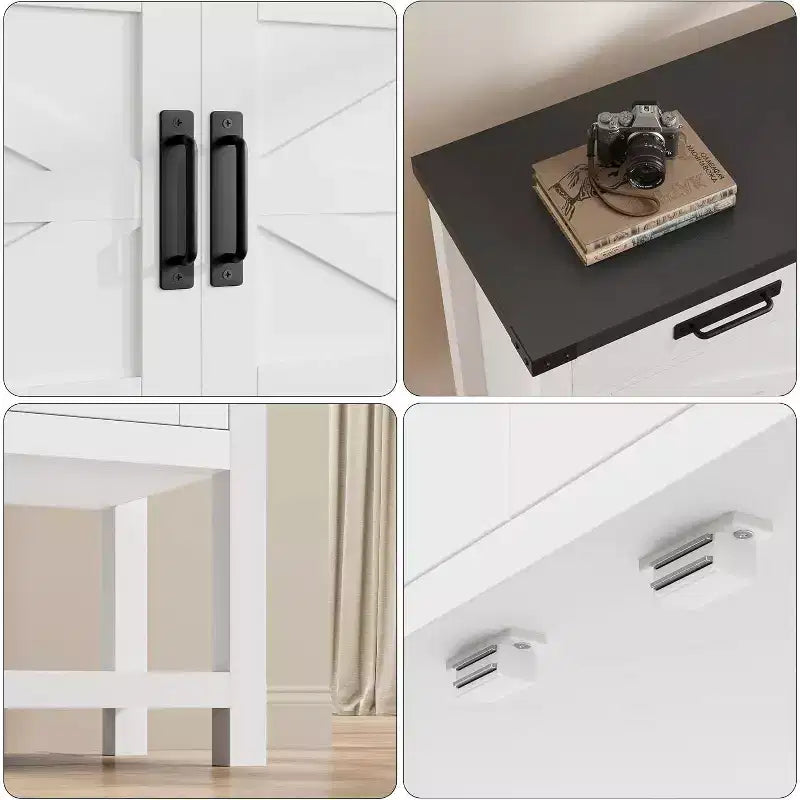 Table Console en Bois Minimaliste avec Armoire à Double Porte et Deux Tiroirs, Bar à Café, Table d'Appoint de Canapé, Adaptée aux Salons et Couloirs