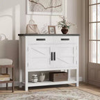 Table Console en Bois Minimaliste avec Armoire à Double Porte et Deux Tiroirs, Bar à Café, Table d'Appoint de Canapé, Adaptée aux Salons et Couloirs