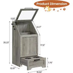 Mangeoire pliante surélevée pour chiens avec meuble de rangement, 2 gamelles en acier inoxydable et 3 crochets, organisateur de nourriture en bois pour chiens et chats, table d'appoint