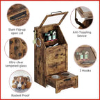Mangeoire pliante surélevée pour chiens avec meuble de rangement, 2 gamelles en acier inoxydable et 3 crochets, organisateur de nourriture en bois pour chiens et chats, table d'appoint