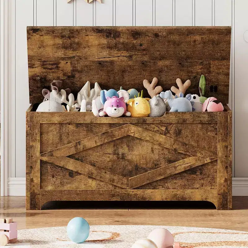 Coffre de rangement de 99,06 cm, Banc de rangement en bois avec charnières de sécurité, Montage facile, Grand banc à chaussures pour entrée, salon, chambre.