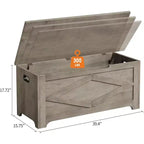 Coffre de rangement de 99,06 cm, Banc de rangement en bois avec charnières de sécurité, Montage facile, Grand banc à chaussures pour entrée, salon, chambre.