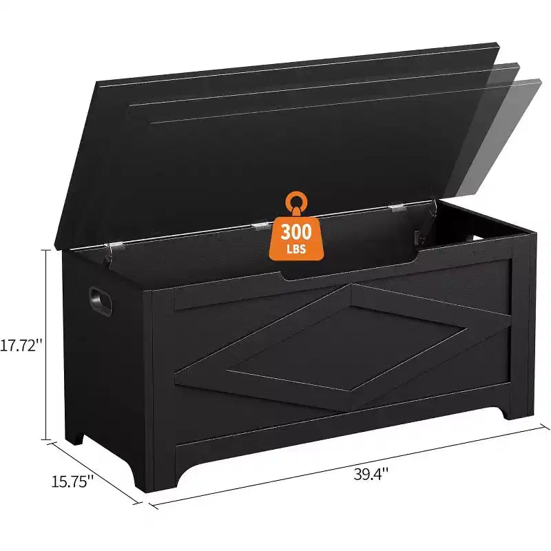 Coffre de rangement de 99,06 cm, Banc de rangement en bois avec charnières de sécurité, Montage facile, Grand banc à chaussures pour entrée, salon, chambre.