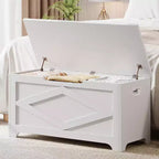 Coffre de rangement de 99,06 cm, Banc de rangement en bois avec charnières de sécurité, Montage facile, Grand banc à chaussures pour entrée, salon, chambre.