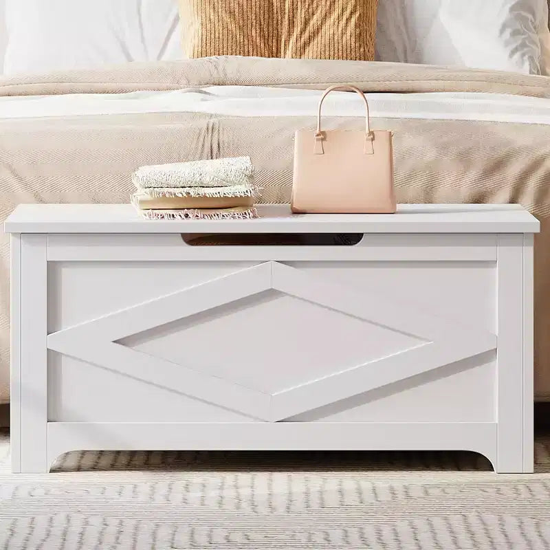 Coffre de rangement de 99,06 cm, Banc de rangement en bois avec charnières de sécurité, Montage facile, Grand banc à chaussures pour entrée, salon, chambre.