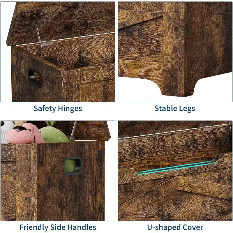 Coffre de rangement de 99,06 cm, Banc de rangement en bois avec charnières de sécurité, Montage facile, Grand banc à chaussures pour entrée, salon, chambre.